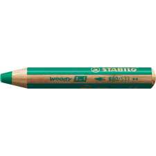 STABILO Színes ceruza, kerek, vastag, STABILO &quot;Woody 3 in 1&quot;, sötétzöld színes ceruza
