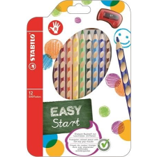 STABILO Színes ceruza készlet, háromszögletű, jobbkezes, STABILO "EasyColours", 12 különböző szín színes ceruza