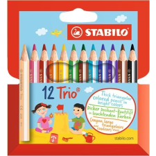 STABILO Színes ceruza készlet, háromszögletű, STABILO "Trio", 12 különböző színben színes ceruza