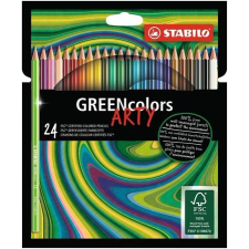 STABILO Színes ceruza készlet, hatszögletű, STABILO &quot;GreenColors ARTY&quot;, 24 különböző szín színes ceruza