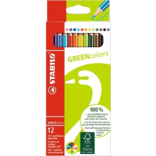 STABILO Színes ceruza készlet, hatszögletű, STABILO &quot;GreenColors&quot;, 12 különböző szín ceruza