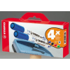 STABILO Táblamarker készlet, 2,5-3,5 mm, kúpos, szivaccsal, STABILO "Plan", 4 különböző szín