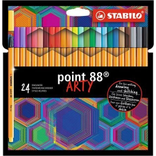 STABILO Tûfilc készlet, 0,4 mm, STABILO "Point 88 ARTY", 24 különbözõ szín filctoll, marker