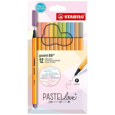 STABILO Tűfilc készlet, 0,4 mm, STABILO Point 88 Pastellove, 12 különböző szín (TST881277) filctoll, marker