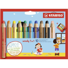 STABILO woody 3 az 1-ben 10 db tok hegyezővel színes ceruza