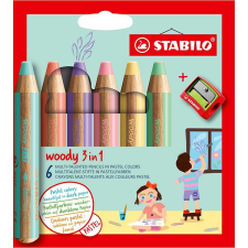 STABILO woody 3 az 1-ben, 6 szín, hegyezővel színes ceruza