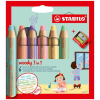 STABILO woody 3in1 Pastel 6 db/csomag krétaceruza készlet hegyezővel