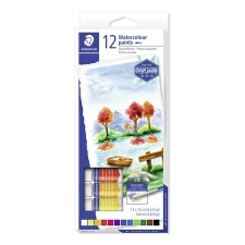 STAEDTLER Akvarell festék, tubusos, STAEDTLER „8880”, 12 különböző szín tempera