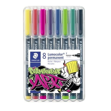 STAEDTLER Alkoholos marker készlet, 0,6 mm, STAEDTLER &quot;Lumocolor 318F&quot;, 8 különböző szín filctoll, marker
