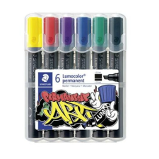 STAEDTLER Alkoholos marker készlet, 2-5 mm, vágott, STAEDTLER "Lumocolor® 350", 6 különböző szín filctoll, marker