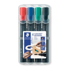 STAEDTLER Alkoholos marker készlet, 2 mm, kúpos, STAEDTLER &quot;Lumocolor® 352&quot;, 4 különböző szín filctoll, marker