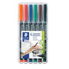 STAEDTLER Alkoholos marker készlet, ohp, 1 mm, staedtler &quot;lumocolor 317 m&quot;, 6 különböz&#337; szín 317 wp6 filctoll, marker