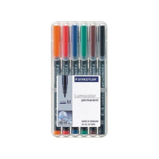 STAEDTLER Alkoholos marker készlet, OHP, 1 mm, STAEDTLER &quot;Lumocolor 317 M&quot;, 6 különböző szín filctoll, marker