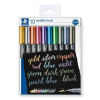 STAEDTLER Dekormarker, 1-6 mm, kúpos, STAEDTLER "Design Journey Metallic Brush", 10 különböző metál szín