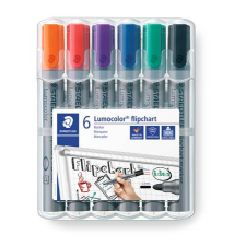 STAEDTLER Flipchart marker készlet, 2 mm, kúpos, STAEDTLER &quot;Lumocolor 356&quot;, 6 különböző szín filctoll, marker
