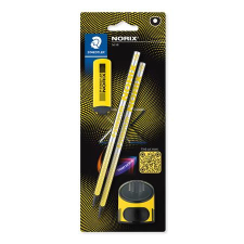 STAEDTLER Grafitceruza készlet, hegyezővel, radírral, HB, STAEDTLER Norix® 181 , sárga ceruza
