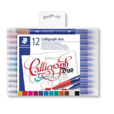 STAEDTLER Kalligrafikus marker készlet, 2,0/3,5 mm, kétvégû, STAEDTLER "Calligraph Duo", 12 szín filctoll, marker