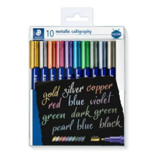 STAEDTLER Kalligrafikus marker készlet, STAEDTLER "8325", 10 különböző metál szín filctoll, marker