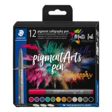 STAEDTLER Kalligrafikus rostirón készlet, 2 mm, STAEDTLER Pigment 375, 12 különböző szín (TS375C12) filctoll, marker