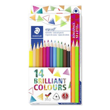 STAEDTLER Színes ceruza készlet, háromszögletű, ajándék 2 db színes ceruzával, staedtler &quot;ergo soft&quot;, 14 különböző szín 157 c14p1 színes ceruza
