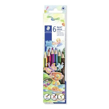 STAEDTLER Színes ceruza készlet, háromszögletű, STAEDTLER "Noris Colour 187", 6 különböző szín színes ceruza
