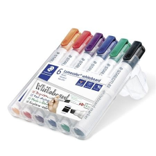 STAEDTLER Táblamarker készlet, 2-5 mm, vágott, STAEDTLER "Lumocolor 351 B", 6 különbözõ szín filctoll, marker