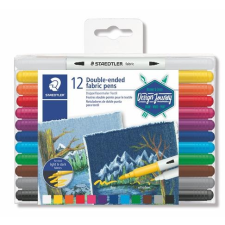 STAEDTLER Textilmarker, kétvégű, "Design Journey", 12 különböző szín filctoll, marker