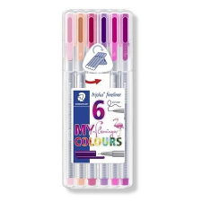 STAEDTLER Tűfilc készlet, 0,3 mm, STAEDTLER &quot;Triplus Flamingo&quot;, 6 flamingo szín filctoll, marker