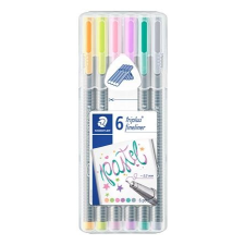 STAEDTLER Tűfilc készlet, 0,3 mm, staedtler "triplus pastel 334", 6 pasztell szín filctoll, marker