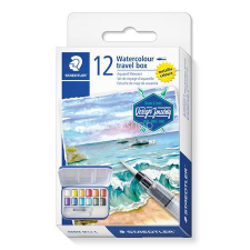 STAEDTLER Vízfesték, 12 darabos, STAEDTLER &quot;Noris 888 Design Journey&quot; ecset, festék