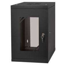 STALFLEX RC10-9U-300GB 10&quot; 9U 300 mm mély lapraszerelt fekete üveg ajtós fali rack szekrény egyéb hálózati eszköz