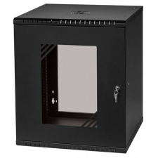 STALFLEX RC19-12U-450GB 19&quot; 12U 450 mm mély lapraszerelt fekete üveg ajtós fali rack szekrény egyéb hálózati eszköz
