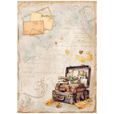 Stamperia Golden Harmony Rízspapír A4 Suitcase Rice Paper (1 ív) decoupage papír