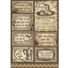Stamperia Rizspapír A/4 kávé, csoki címkék dekorációs kellék