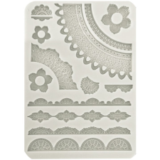Stamperia Szilikon öntőforma A5 - Create Happiness Secret Diary lace borders dekorációs kellék