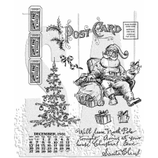 Stampers Anonymous Santa Visit Tim Holtz Gumibélyegző Cling Stamps (1 csomag) bélyegző