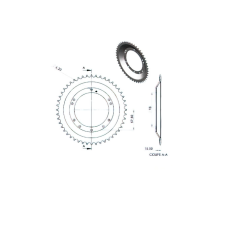 Standard Parts 48 fogas hátsó lánckerék Peugeot 103 SP / SPX (Grimeca perem) lánc, láncszett