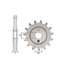 Standard Parts Első lánckerék IGM Kreidler 3V / 4V (415) 15 fogas lánc, láncszett