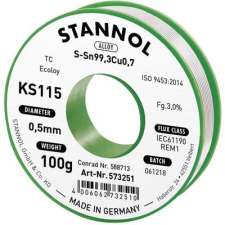 Stannol Forrasztóhuzal, ólommentes, 100 g, 0,5 mm, 3,0%, KS115 (574002) forrasztási tartozék