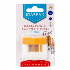 Starpak Műanyag dupla tartályos háromszög alakú hegyező - narancssárga hegyező