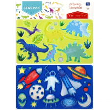 Starpak Műanyag sablon szett 13 x 23 cm - dinoszauruszok és világűr kreatív és készségfejlesztő