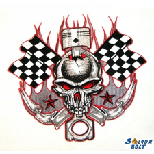  Start zászlós koponya hátfelvarró, nagyméretű ajándéktárgy