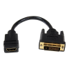 Startech .com 8in HDMI to DVI-D Video Cable Adapter - HDMI Female to DVI Male - HDMI to DVI Dongle Adapter Cable (HDDVIFM8IN) - video adapter - HDMI / DVI - 20.32 cm (HDDVIFM8IN)