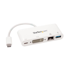 Startech DKT30CDVPD USB C - DVI-I + RJ45 + USB-A adapter - Fehér kábel és adapter