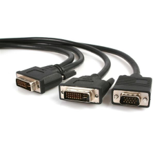 Startech DVIVGAYMM6 DVI-I - VGA + DVI-D Adapter Y-kábel 1.8m Fekete kábel és adapter