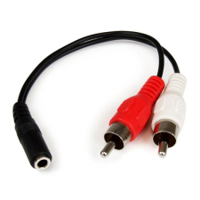 Startech MUFMRCA 3.5mm Jack anya - 2x RCA apa kábel 0.15m - Fekete kábel és adapter