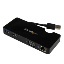Startech USB3SMDOCKHV USB-A 3.0 Dokkoló - Fekete laptop kellék