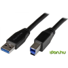 Startech USB 3.0 USB 3.0 Type B Összekötő Fekete 10m USB3SAB10M