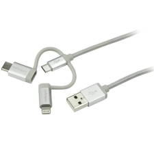 Startech - USB Multi-Charger Cable - Lightning, USB-C, Micro-B - Braided - 1 m kábel és adapter