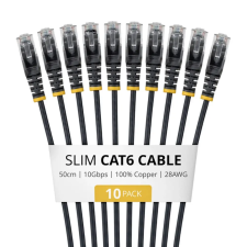 Startech UTP CAT6 Összekötő Fekete 50cm N6PAT50CMBKS10PK kábel és adapter